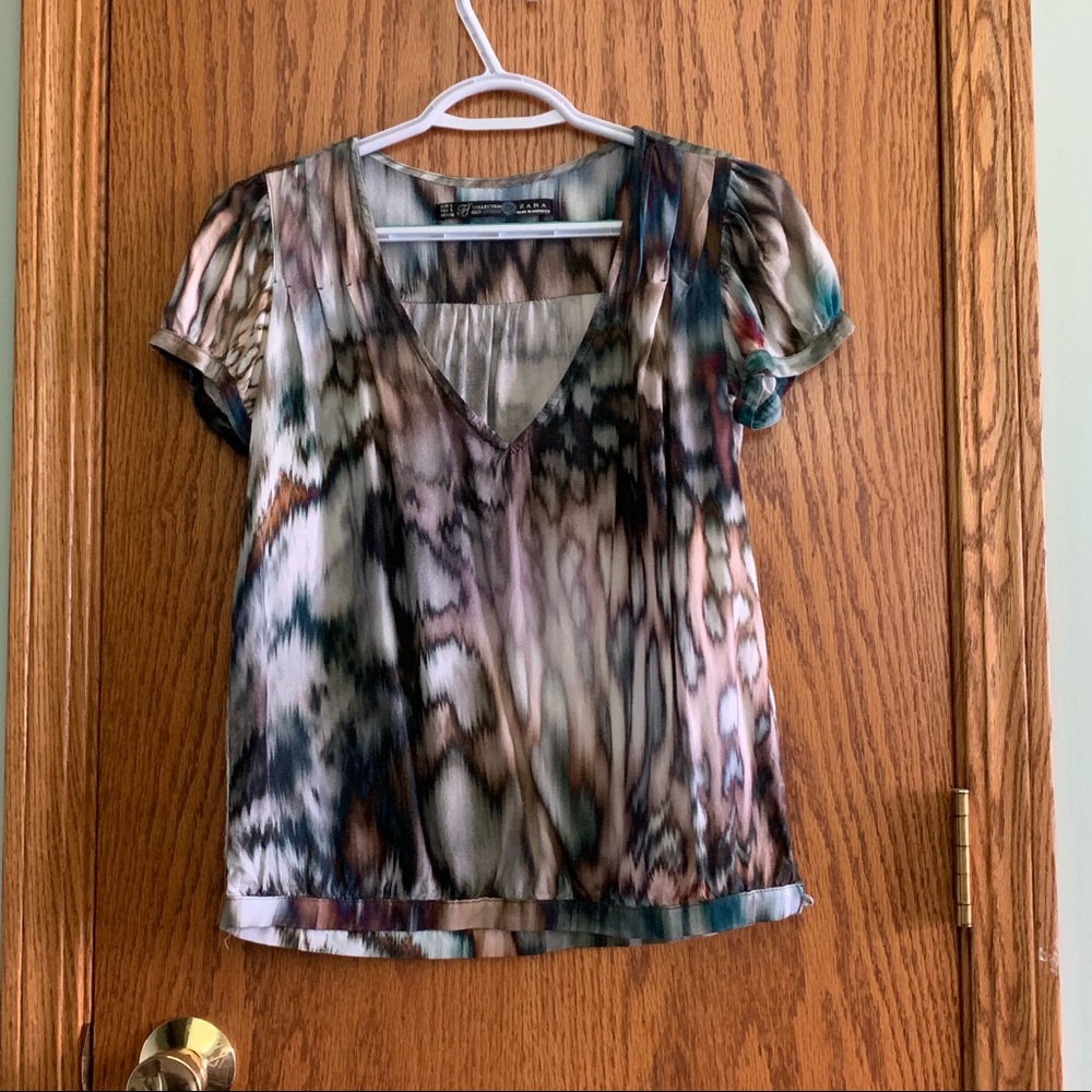 Zara multi-colored short sleeve blouse